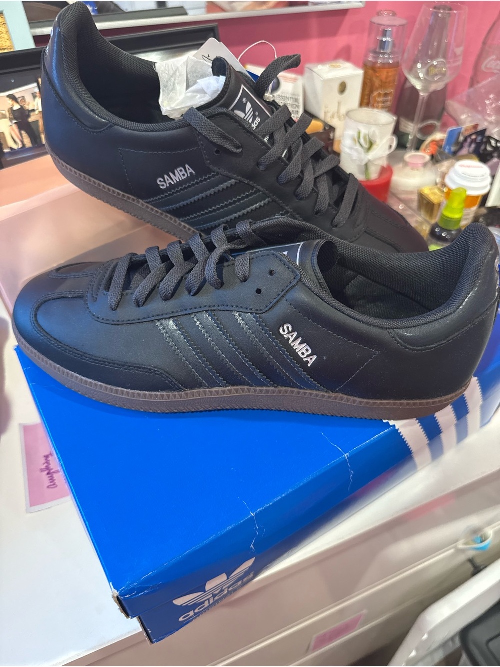 adidas Samba Classic Low-Top Sneakers in Black with Gum Sole
